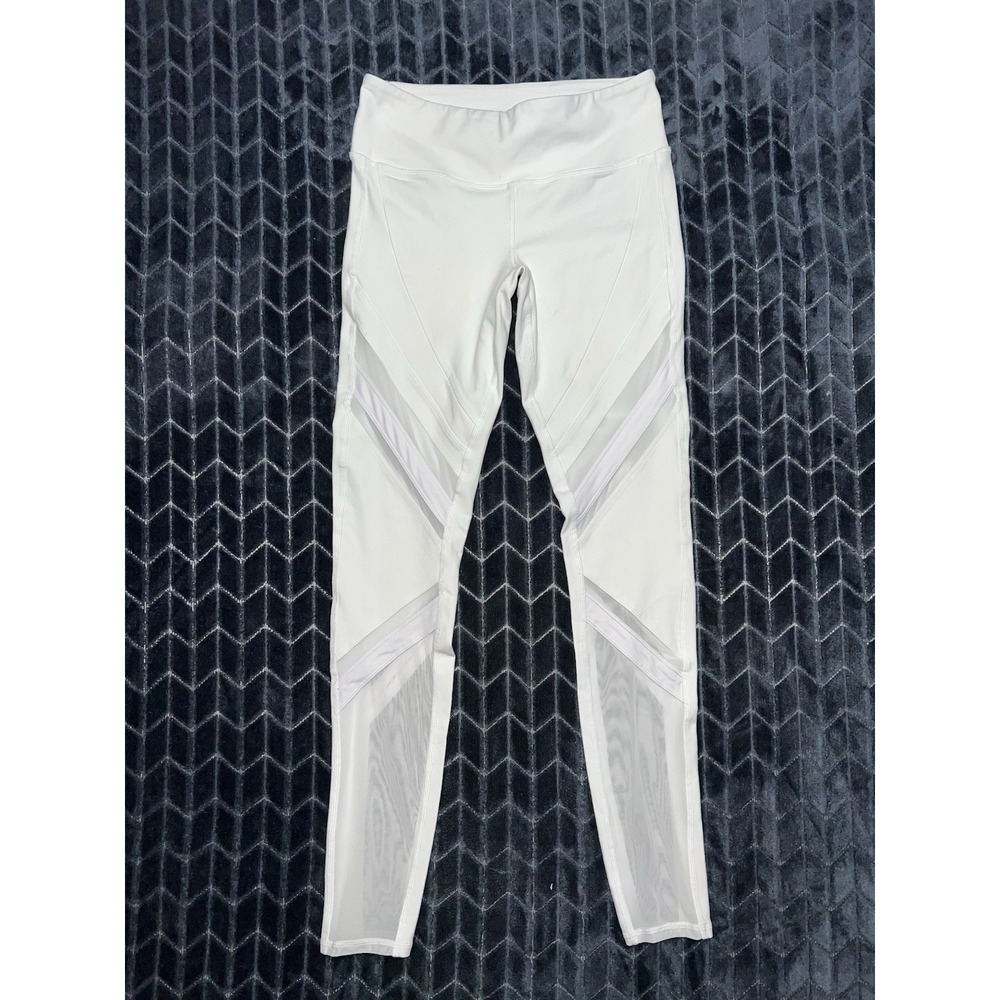 ALO Women's Epic Mesh Leggings White High Waist Yoga Size Small